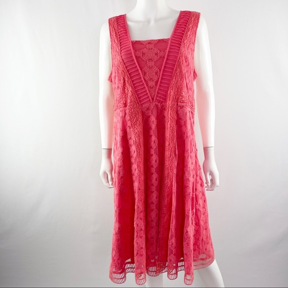 Sundance Dresses & Skirts - Sundance Size 14 Watermelon Pink Sleeveless Lace Dress